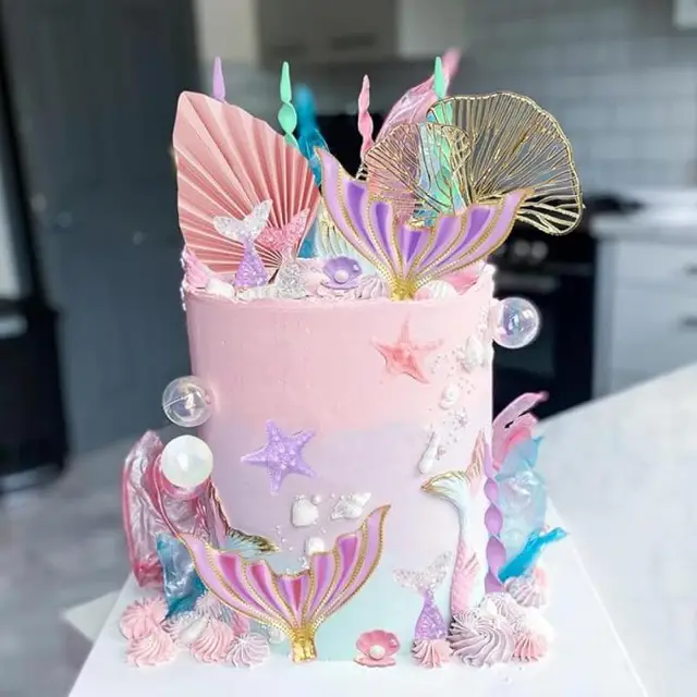 Decorazioni Torta Sirena - 12 Pezzi, Topper Per Compleanni E Feste - Foto 2