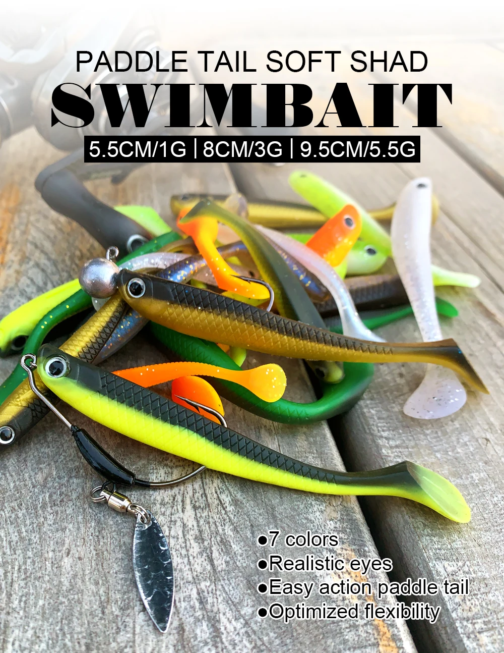 Spinpoler Soft Plastic Swimbait Fishing Lure Minnow Paddle Tail Double  Color Bass Lure For Bass Trout Crappie Panfish Bluegill - AliExpress