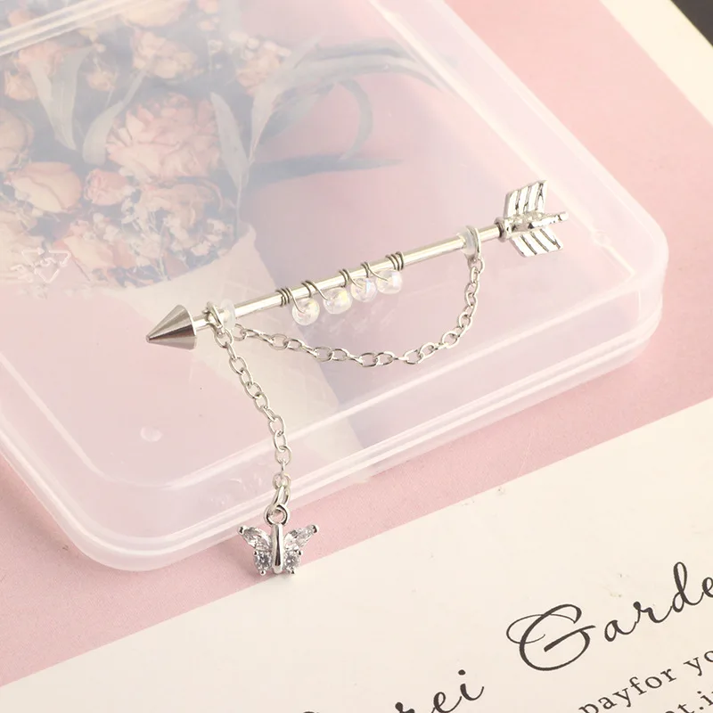 1PC Chirurgische Stahl Industrielle Piercing Barbell Lange Ohrringe Mit Kette Gerüst Bar Ohr Knorpel Earing Trend Körper Schmuck – Detail 10