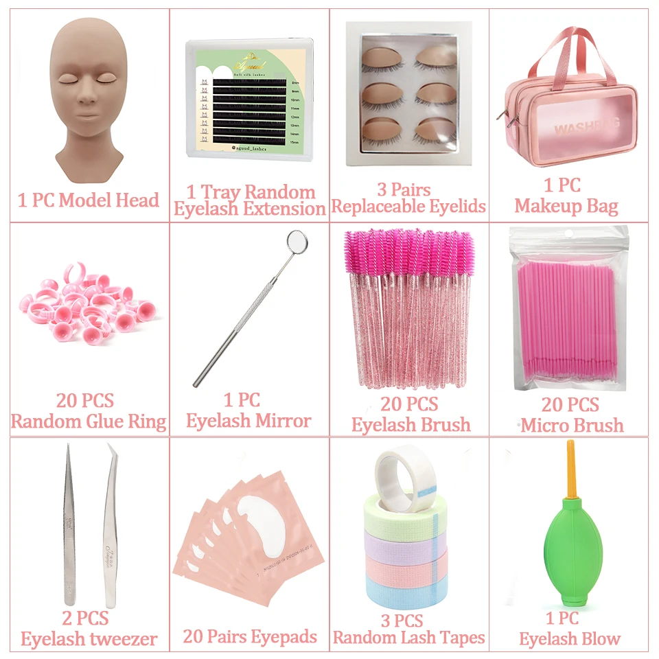 Description Picture 3 of itemFactory Vendor Mannequin Head False Eyelash Extension Kit Set for Beginner Brushes Clearn Remover Eye Lash Accessories Supplies