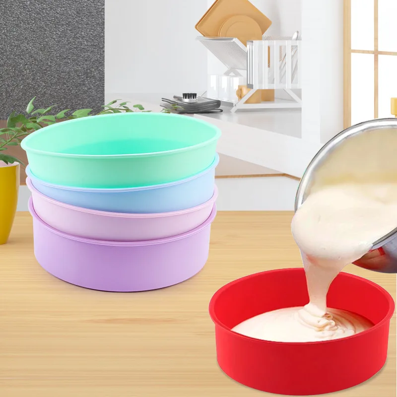 

4/6//8/10 Inch Round Silicone Mold Nonstick Baking Pan Pattern Bakeware Tool Kitchen Accessories Layer Cake Mould Bakeware