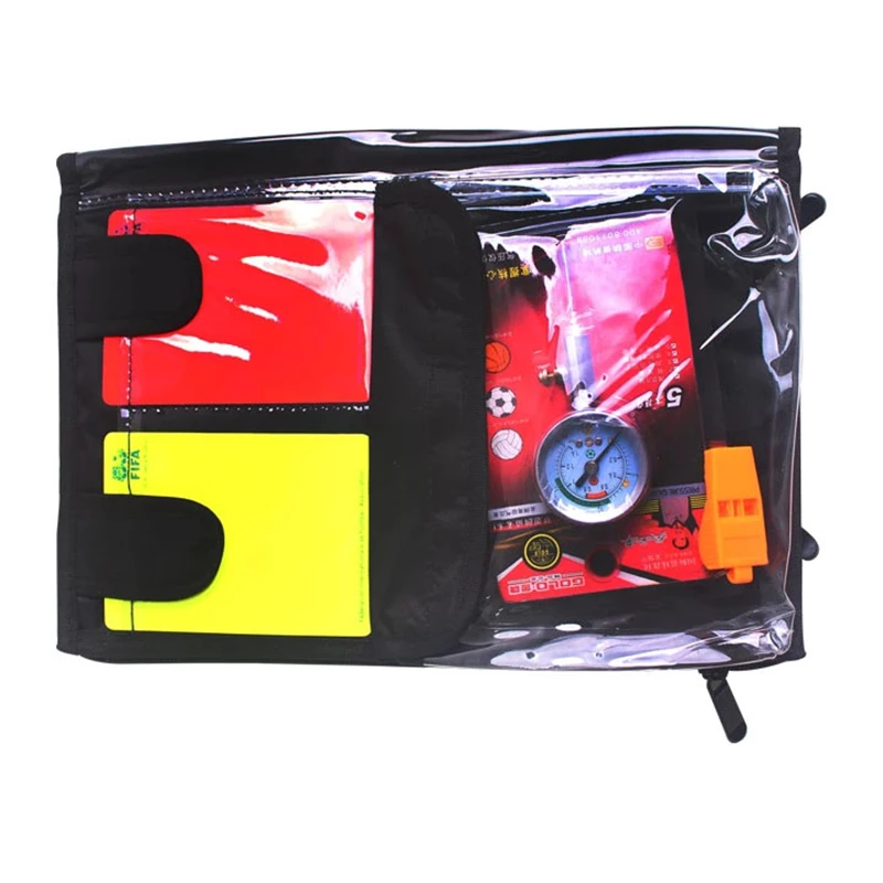 Soccer Referee Cards MAICCA Football Referee Bag With Whistle Cards Coin Barometer Professional Soccer Wallet Set for Referee Sports