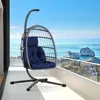 Patio Rattan Wicker Hanging Swing Egg Chair Hammock Chair for Porch Garden,Thickened Aluminum Alloy Steel Frame 1