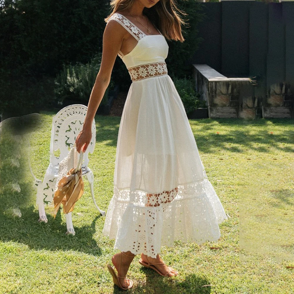 

Fashion Dresses Womens Cocktail Evening Party Formal Holiday Hollow Out Lace Long Summer Sundress Swing Wedding