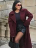 Vintage Double Breasted Women's Coats Winter Casual Turn-down Collar Jackets With Belt For Woman Long Sleeved Solid Outwear Tops 5
