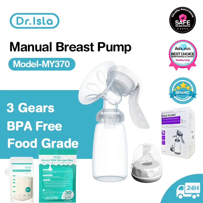 Dr.isla Breast Pump Baby Nipple Manual Suction Milk Pump Feeding Breasts Pumps Milk Bottle Sucking Postpartum Supplies