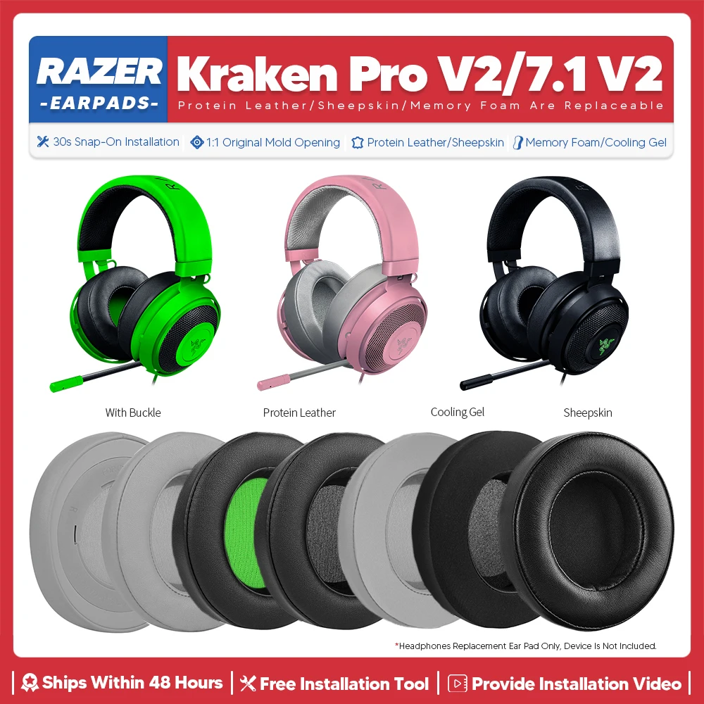 

Replacement Ear Pads For Razer Kraken Pro V2 Kraken 7.1 V2 Headphone Accessories Ear Cushion Memory Foam Ear Cups