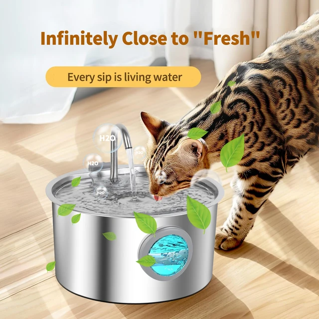 3.2L Stainless Steel Cat Water Fountain,Pet Water Dispenser With Filter,Dog Drinking Fountain For Cats,Ultra Quiet Water Pump 4
