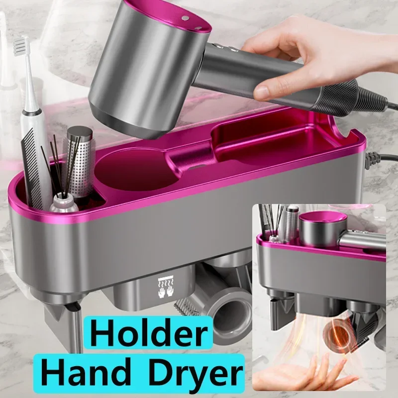 For Dyson Xiaomi Hair Dryer Shelf Wall Mounted Hair Dryer Rack Change Into Automatic Hand Dryer with Storage Box hanger 3