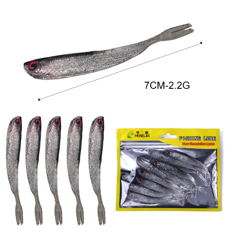 Hengjia 10 Pz 10 Cm 3.7G Richiamo Morbido Silicone Tiddler Bait Fluke Pesca Pesce Pesce Di Mare Minnow Maschere Cucchiaio Di Pesca Ganci