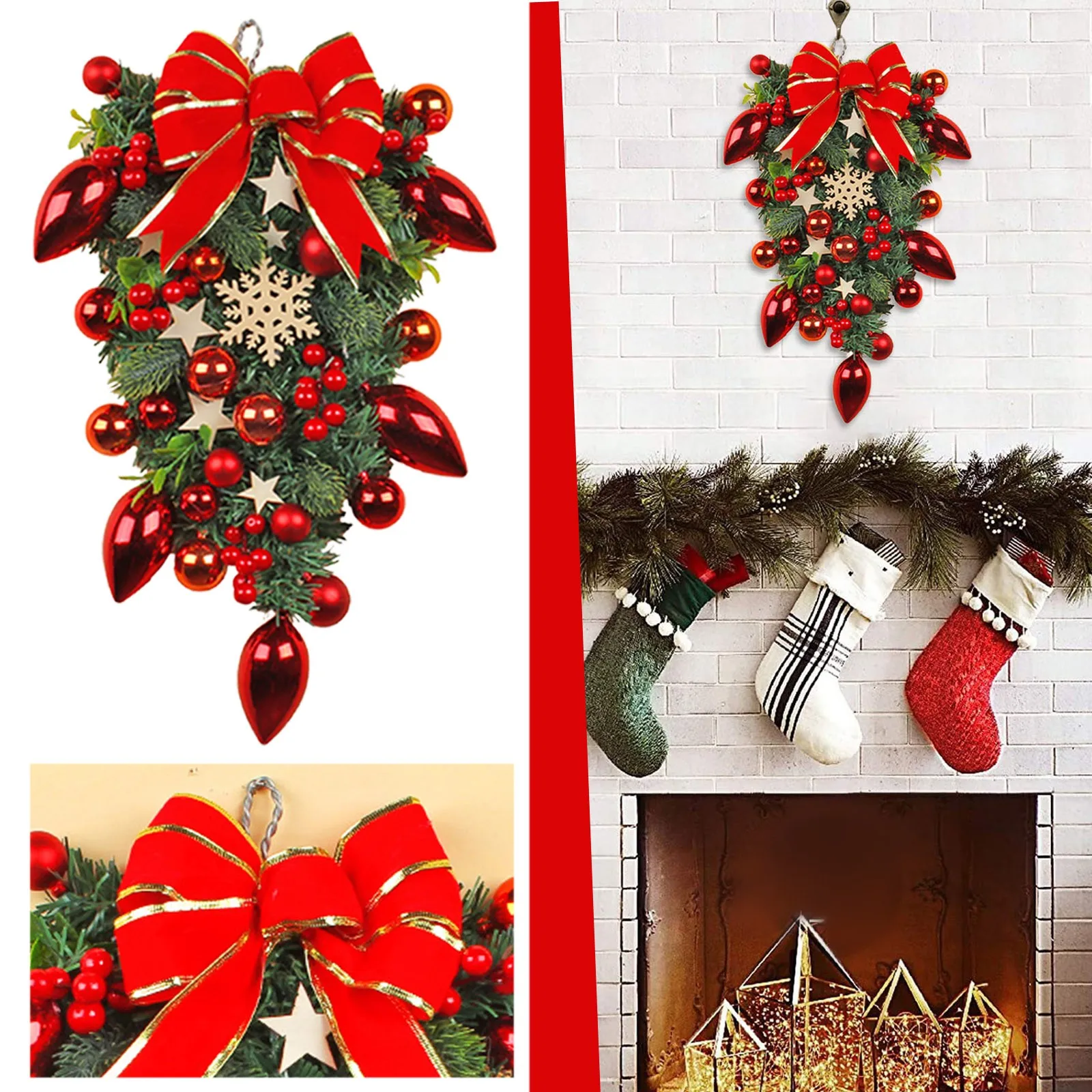 

Christmas Decorations Halloween Witch Wreath Christmas Deal Branches Red Berries Pinecones Red Christmas Wreaths for Cabinets