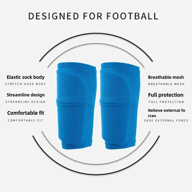 1 Pair Football Shin Guard With Pocket Adults Teens Kids Compression Calf Sleeve Soccer Leg Support Protective Gear