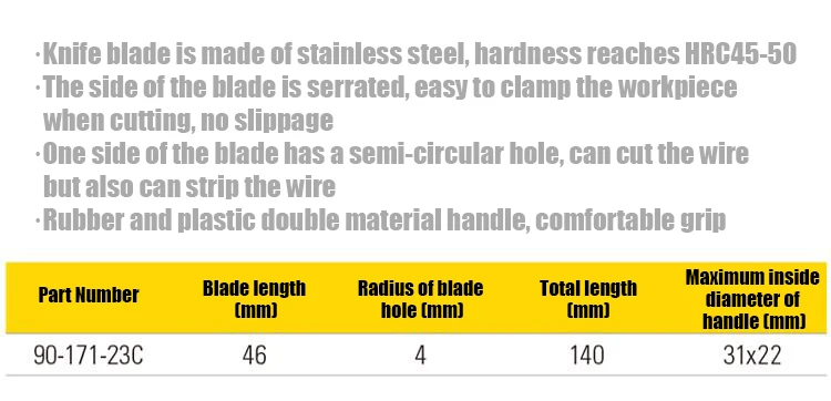Description Picture 4 of itemSTANLEY 90-171-23C Two-Color Handle Electrician Scissors 140mm Hand Tools Wire Cutting and Stripping Multifunctional Scissors