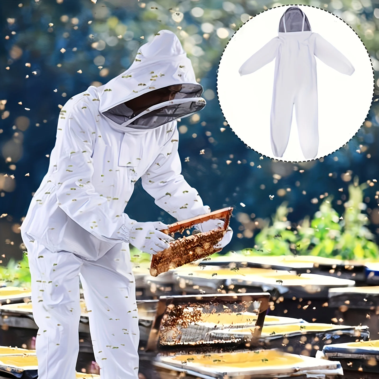 Adult Beekeeping Suit Anti Bee Jumpsuit Breathable Beekeeping Clothing Professional Safe For Beekeepers Tools