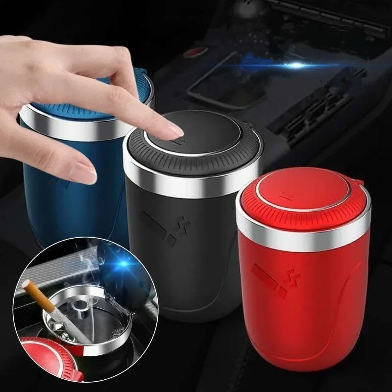 Portable Car Ashtray with LED Light and Cup Holder
