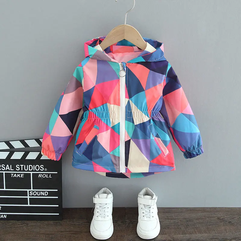 Spring Summer Coat Autumn Girls Fashion Thin Flower Hooded Jacket Baby Kids Children Sweet Coat Toddler Clothes Girls Coat Child