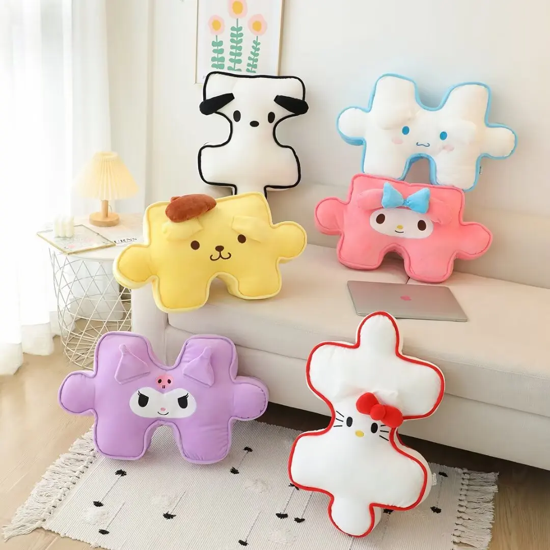 

Подушка плюшевая Sanrio Kuromi полачко, милая мягкая мультяшная игрушка-пазл «Моя Мелодия» с помпоном пурином, подарок для девочки