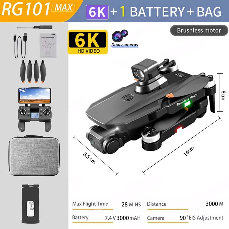 2022 NEW RG101 MAX GPS Drone 6K Professional Dual HD Camera FPV 800m Aerial Photography Brushless Motor Foldable Quadcopter Toys color changing nee dohs Squeeze Toys