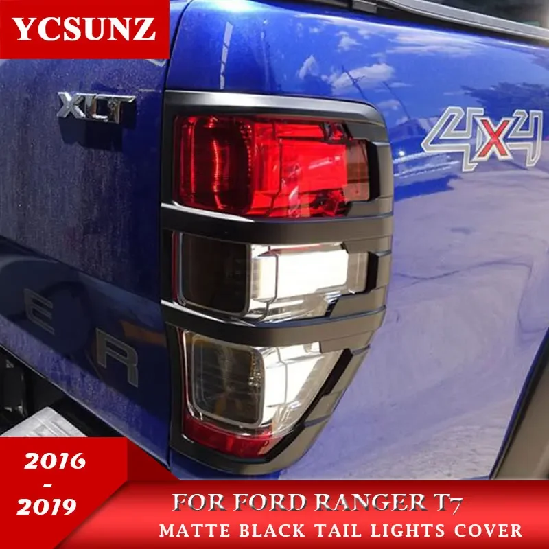 Car Accessories Car Styling ABS Matte Black Tail Lights Covers Trim For FORD RANGER T6 T7 T8 2012 -