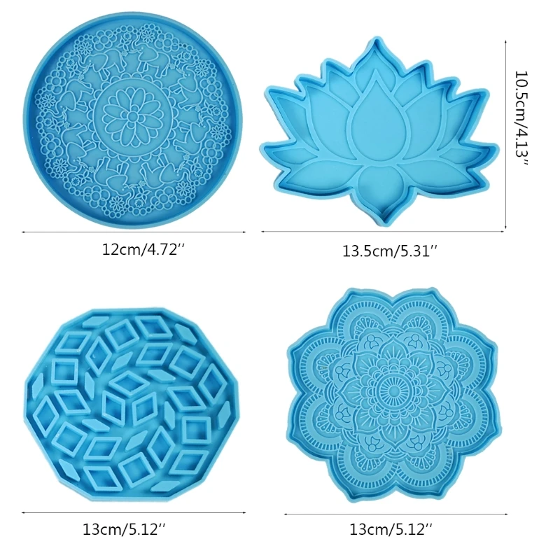 Y4QE 4pcs Epoxy Resin Mold Round Cup Mat Mug Pad Silicone Mould DIY Crafts Ornaments Home Decorations Casting Tool