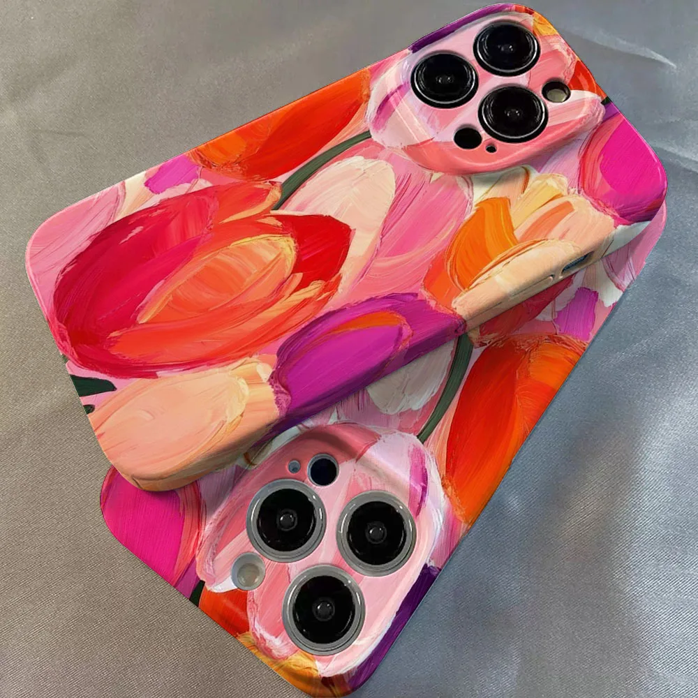 Oil Painting Tulip Flower Shockproof Hard Phone Case