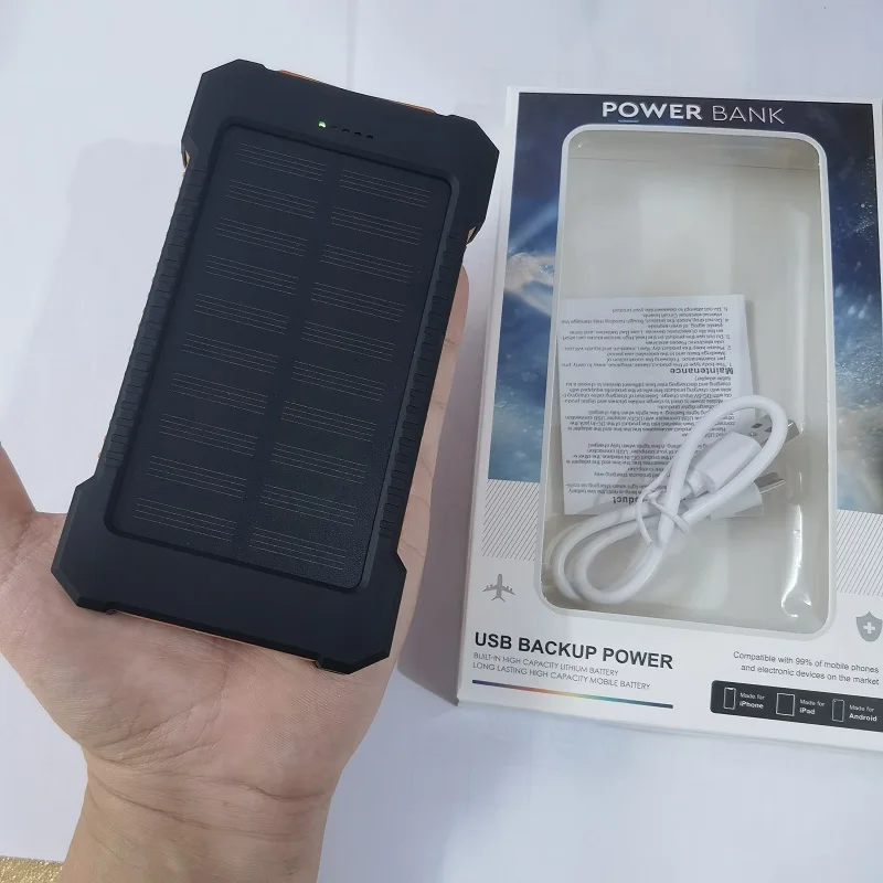 20000mAh Solar Power Bank Batteria di ricambio di grande capacità Ricarica rapida Banche di alimentazione portatili 20000 batterie ausiliarie per esterni - immagine 4