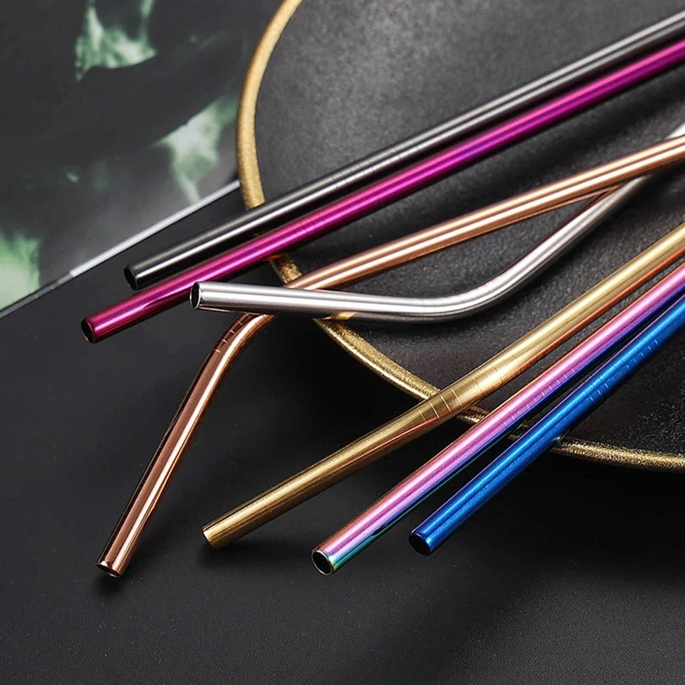 Eco-friendly Reusable Stainless Steel Straw Set - Pack of 6