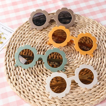 Vintage Cute Kids Girl Sunglasses Child Sun Glasses Round Flower Baby Children UV400 Sunglass Girls Boys Fashion Glasses
