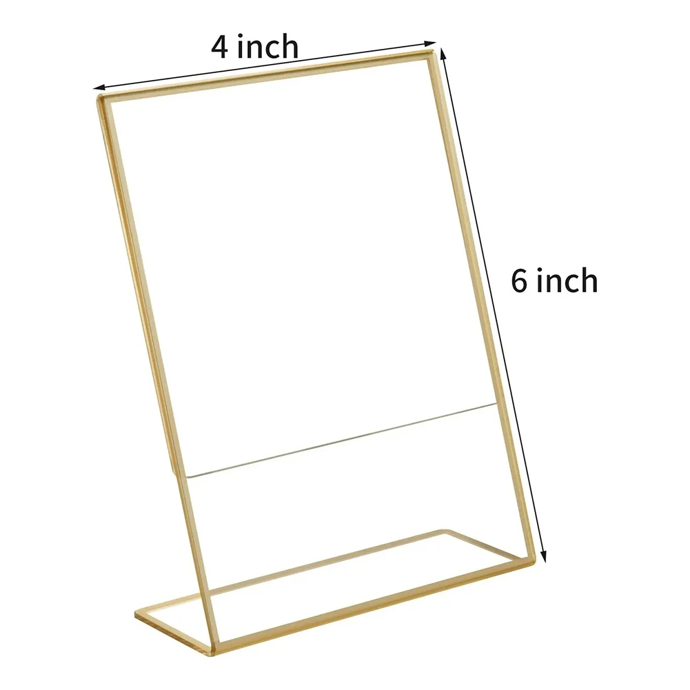 

Brand New Sign Holder Acrylic 6x4 Inches/5x7 Inches Clear Gold Horizontal And Tilted Design L-Shaped Versatile