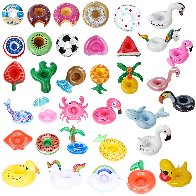 Drop Shipping PVC Inflatable Flamingo Floating Drink Cup Holder Outdoor Swimming Bathing Beach Fun Pool Party Toys Bar Coasters braided tray nordic love fruit storage plate handmade water swimming pool drink cup stand float party beverage mat outdoor toy