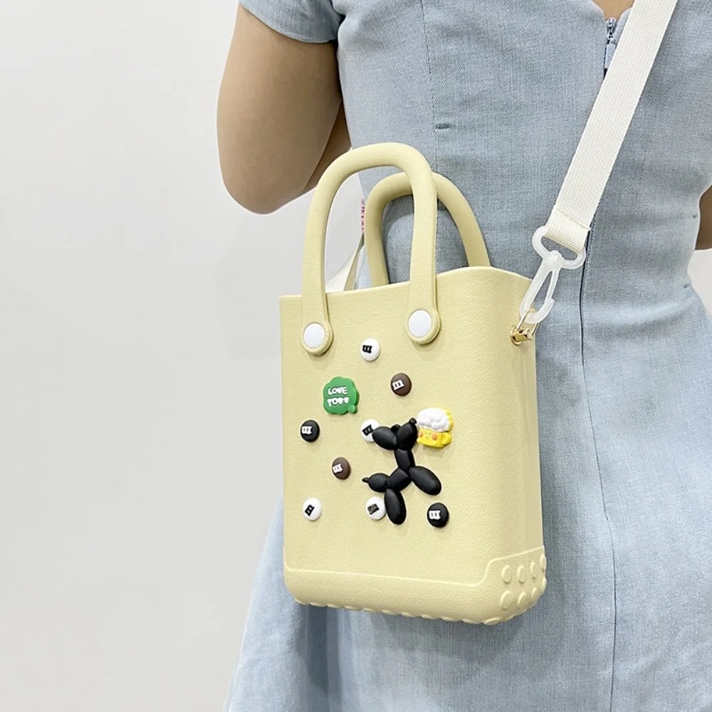 Candy Color EVA  Boggs Beach Bags Women Waterproof Cartoon Decorative Hole Sling Bag Female Simple Fashion Cute Mini Handbags