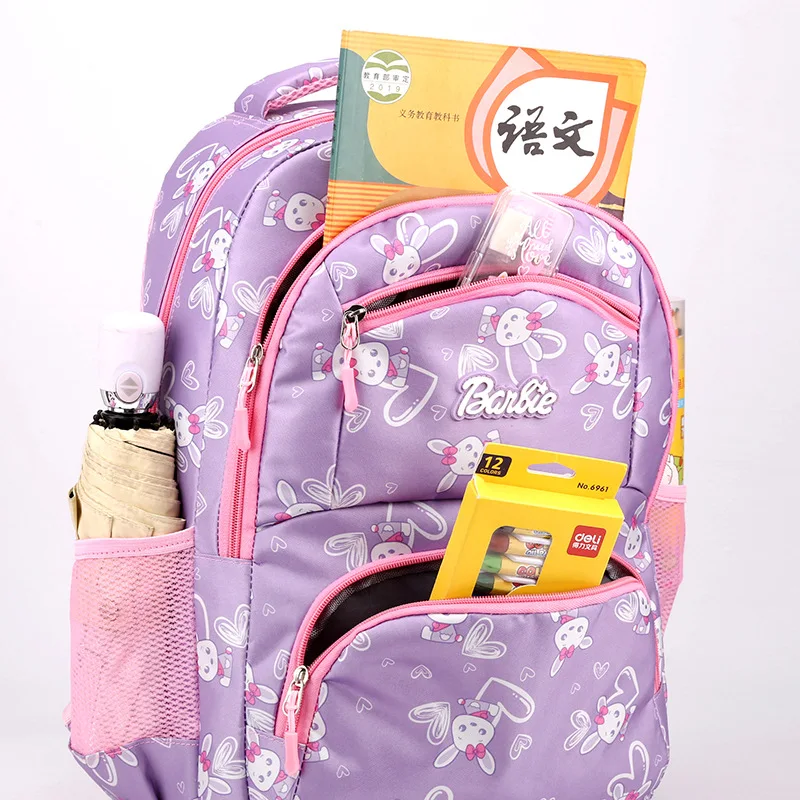 Girls School Bag Children's Kawaii Oxford Cloth Two-piece Pen Bag Cartoon Zipper Book Backpack Thin Light Fashion Shoulder Bag