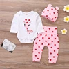 Spring Fall Cotton Newborn Baby Girl Clothes 0-3 Months Polka Dot Unisex Infant Clothes Set Boy 3-piece Clothing With Hat 2