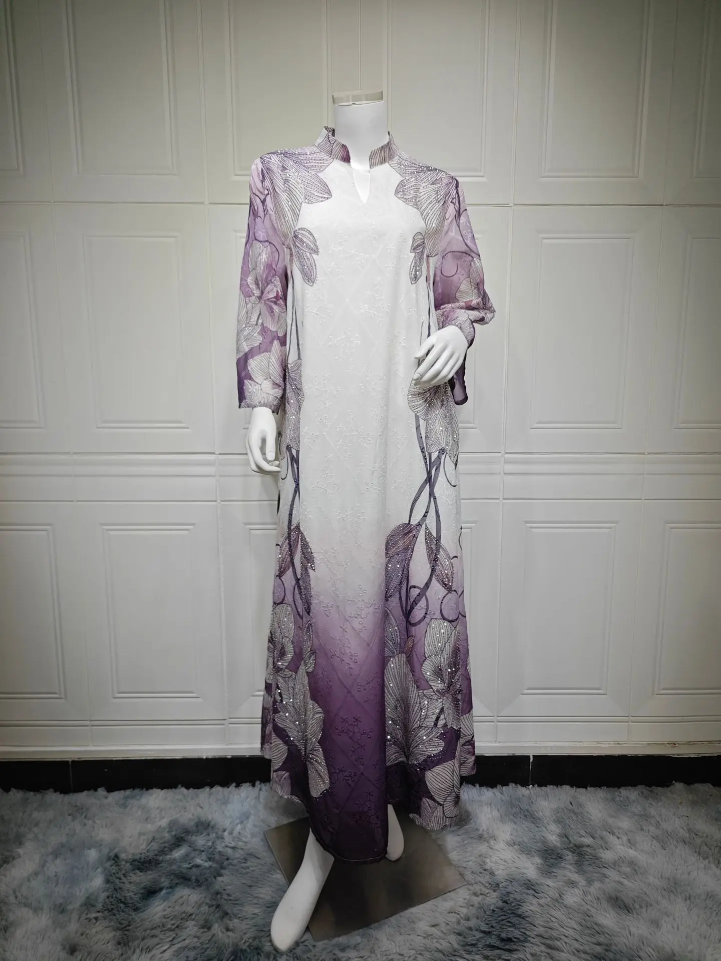 جلابية الإسلامية عباية نسائية مطرزة مطبوعة رداء عر...