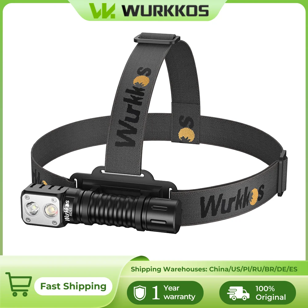 Wurkkos HD15 ヘッドランプ 18650 充電式ヘッドライト 2000lm デュアル