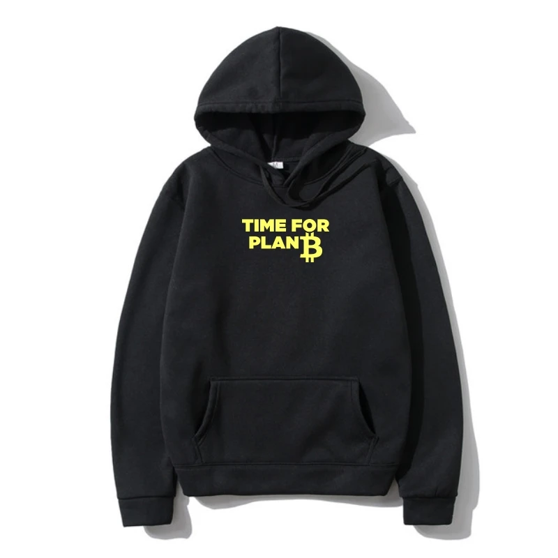 

2022 Newes Men Funny Bitcoin Outerwear Time For Plan B Crypto Hoody Day Trading Bitcoin Mining BTC Band Hoody
