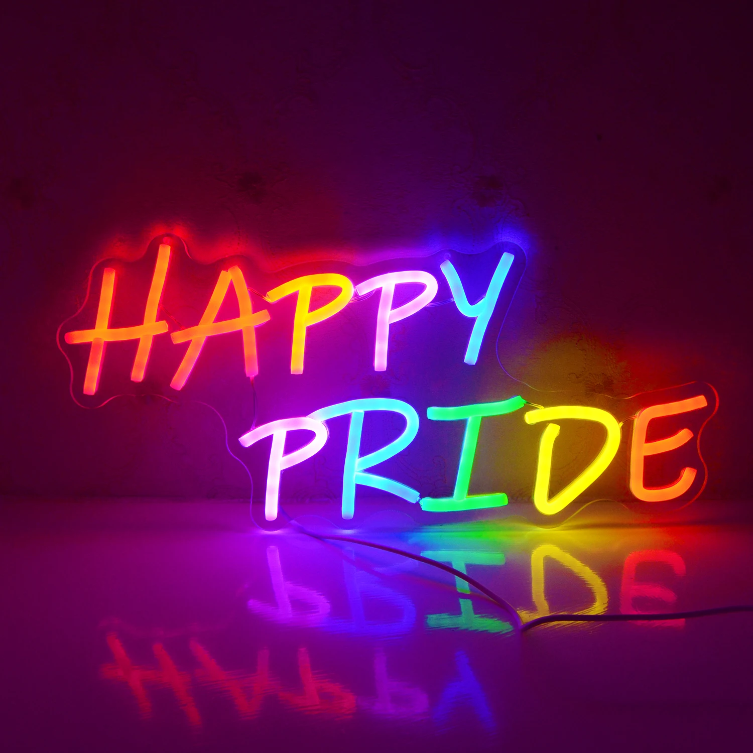 Happy Pride Neon Signs Colorful Letters LED Light up Pride Day Rainbow  Neon LED Sign Gift for Transgender Pansexual Bisexual 