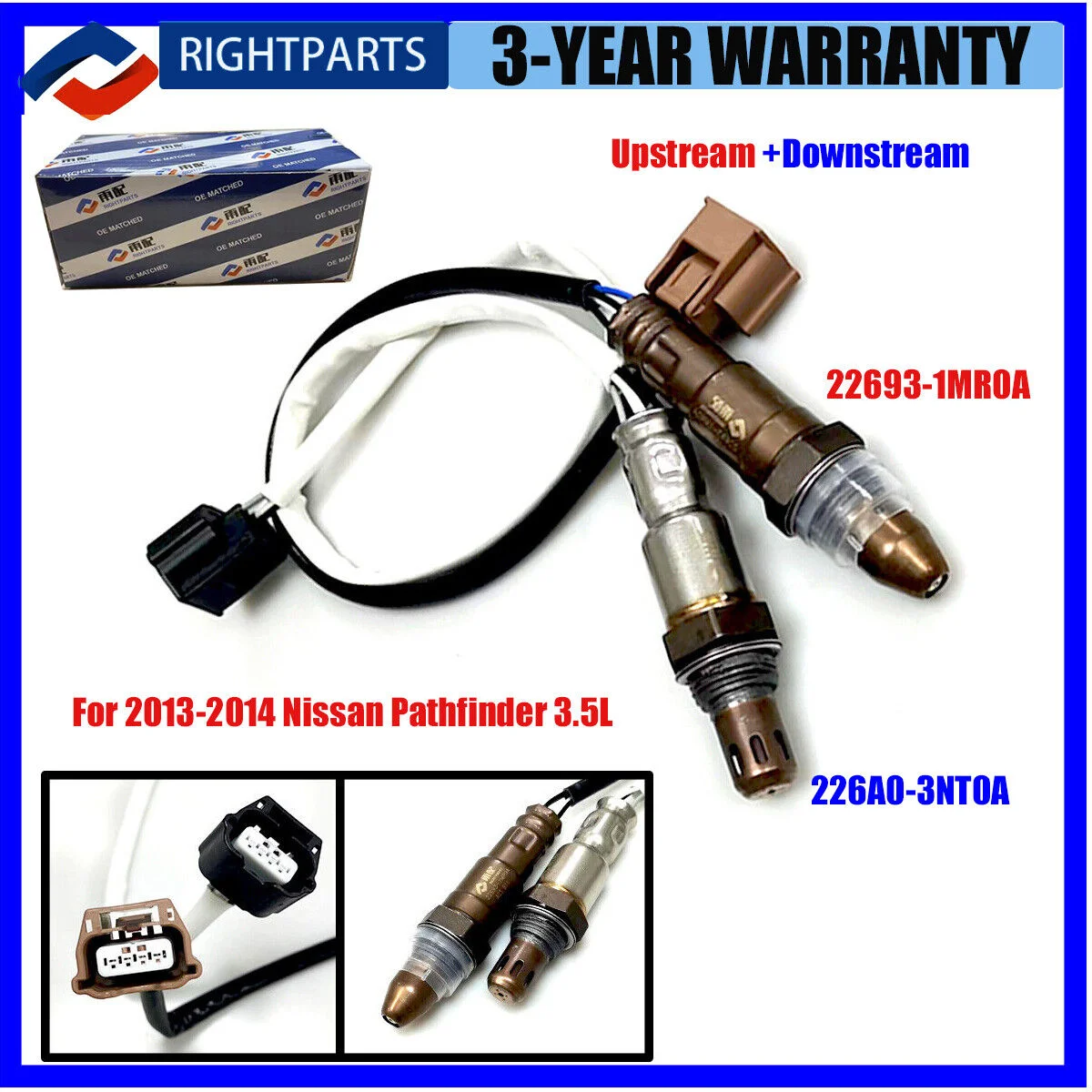 

New 22693-1MR0A 226A0-3NT0A Up+Downstream Oxygen O2 Sensor For 2013 2014 Nissan Altima Pathfinder Quest Infiniti JX35 QX60 3.5L