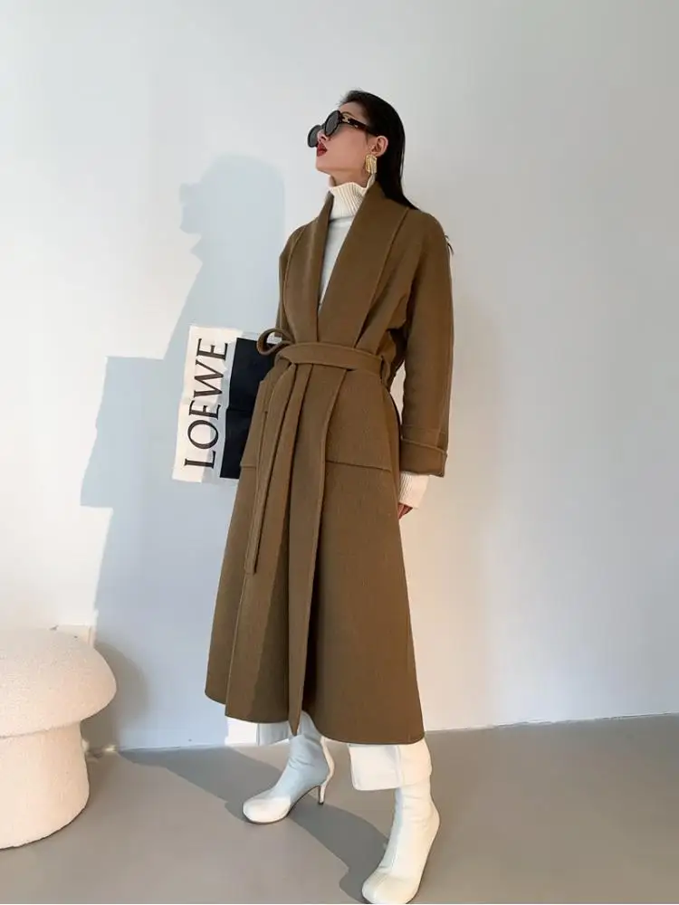 Cappotto Doppiopetto Cappotto Accappatoio Cammello 2023 Autunno