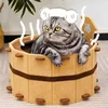Sturdy Soft Comfortable Pet Nest Four Seasons Bathtub Cat House Fun Semi-Enclosed Felt Cat Bed For Claw Sharpening Sleeping 2