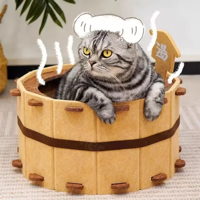 Sturdy Soft Comfortable Pet Nest Four Seasons Bathtub Cat House Fun Semi-Enclosed Felt Cat Bed For Claw Sharpening Sleeping 2