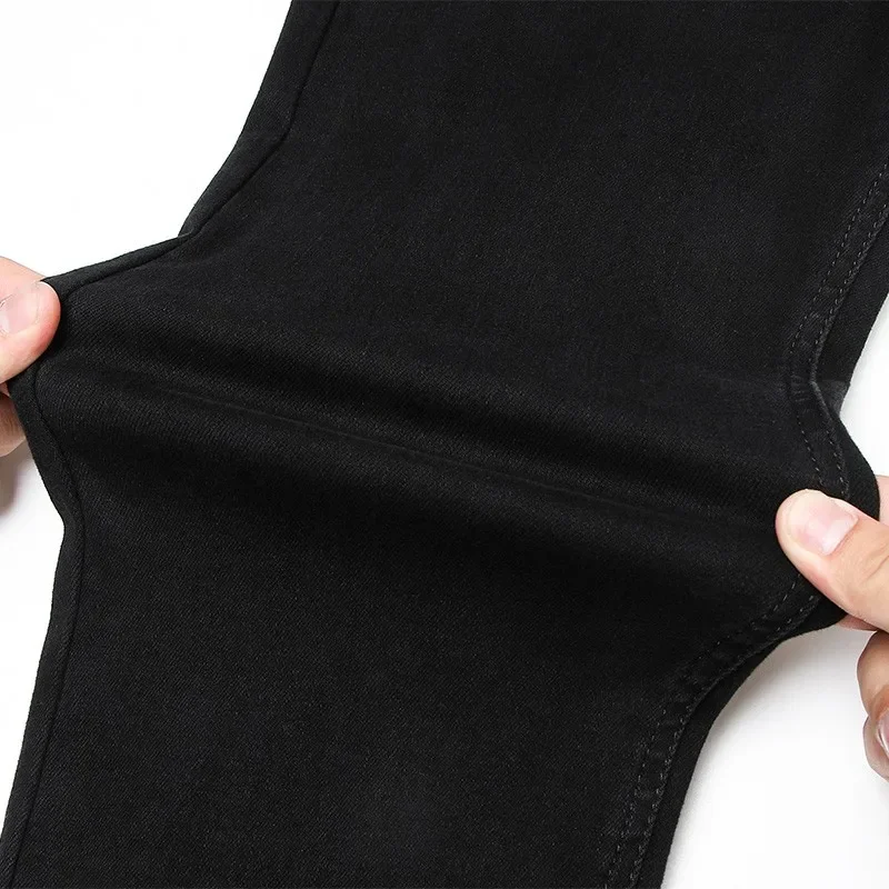 Black Grey Brands Jeans Trousers Men Clothes Elasticity Skinny Jeans Business Casual Male Denim Slim Pants Classic Style men jeans mens jeans jeans trousers denim trousers business jeans elastic jeans mens casual trousers
