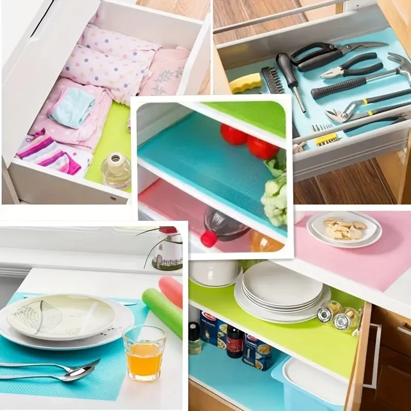 8 Pcs Refrigerator Liners Mats Washable Refrigerator Mats Liner Waterproof Oilproof Shinywear Fridge Liners for Shelves Cover