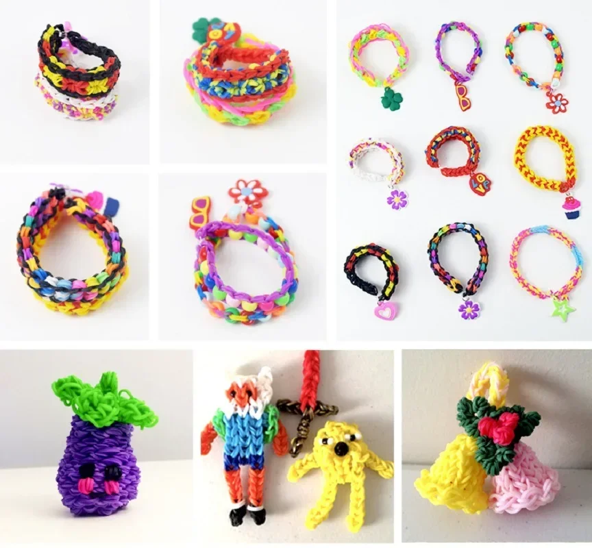 Double Color Rubble Loom Bands Bracelets Girl Gift Elastic Band Weaving Lacing Bracelet Toy Necklace DIY Jewelry Making Accessor