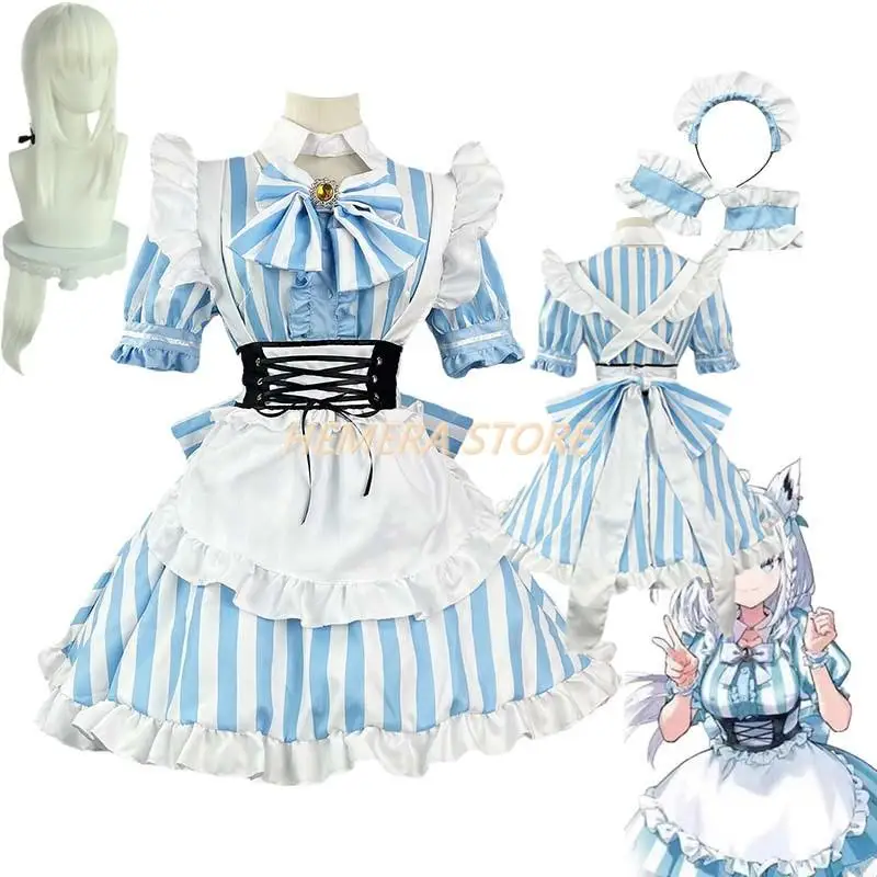 

Game Azur Lane Shirakami Fubuki Cosplay Costumes Apron Dress Outfit Carnival Halloween Carnival Uniform For Women