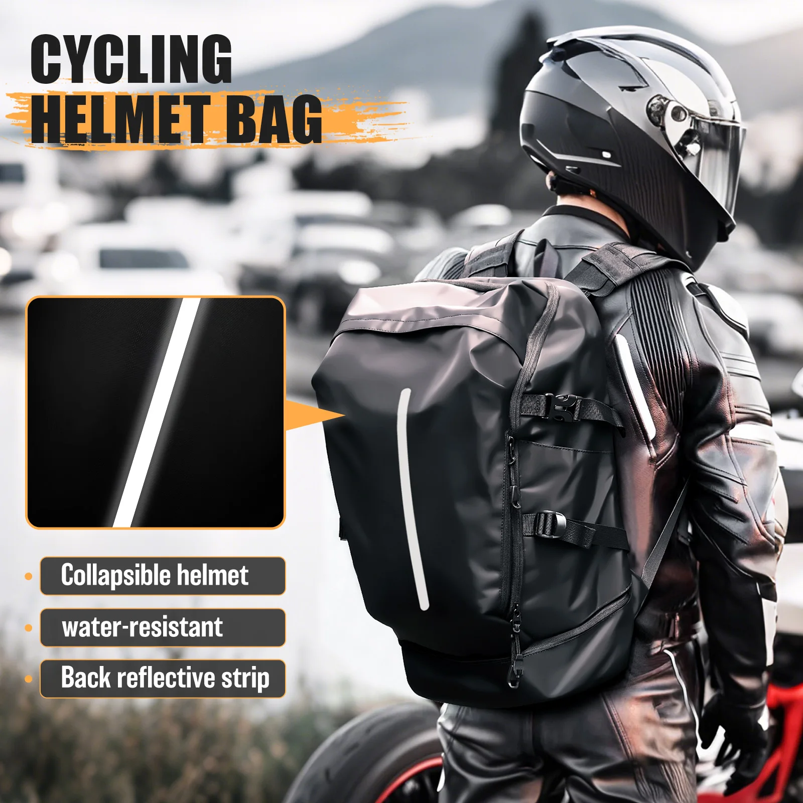 Outdoor Sports Travel Backpack For Men, Helmet bag, Motorcycle Backpack With Acareflective Strip, Weekend Leisure Backpack