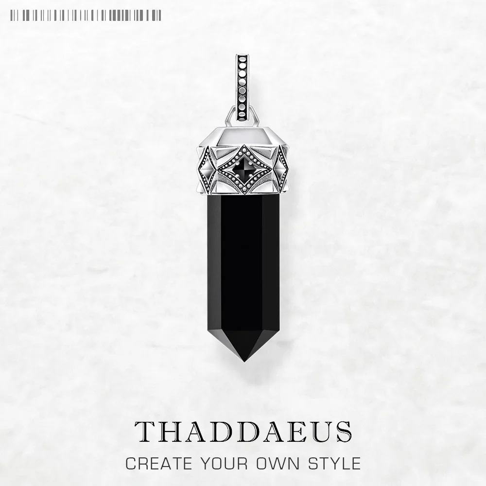 Pendants Black Onyx Pillar Jewelry Vitnage 925 Sterling Silver Lucky Gift For Women Men Pendant Necklace Silver Pendant
