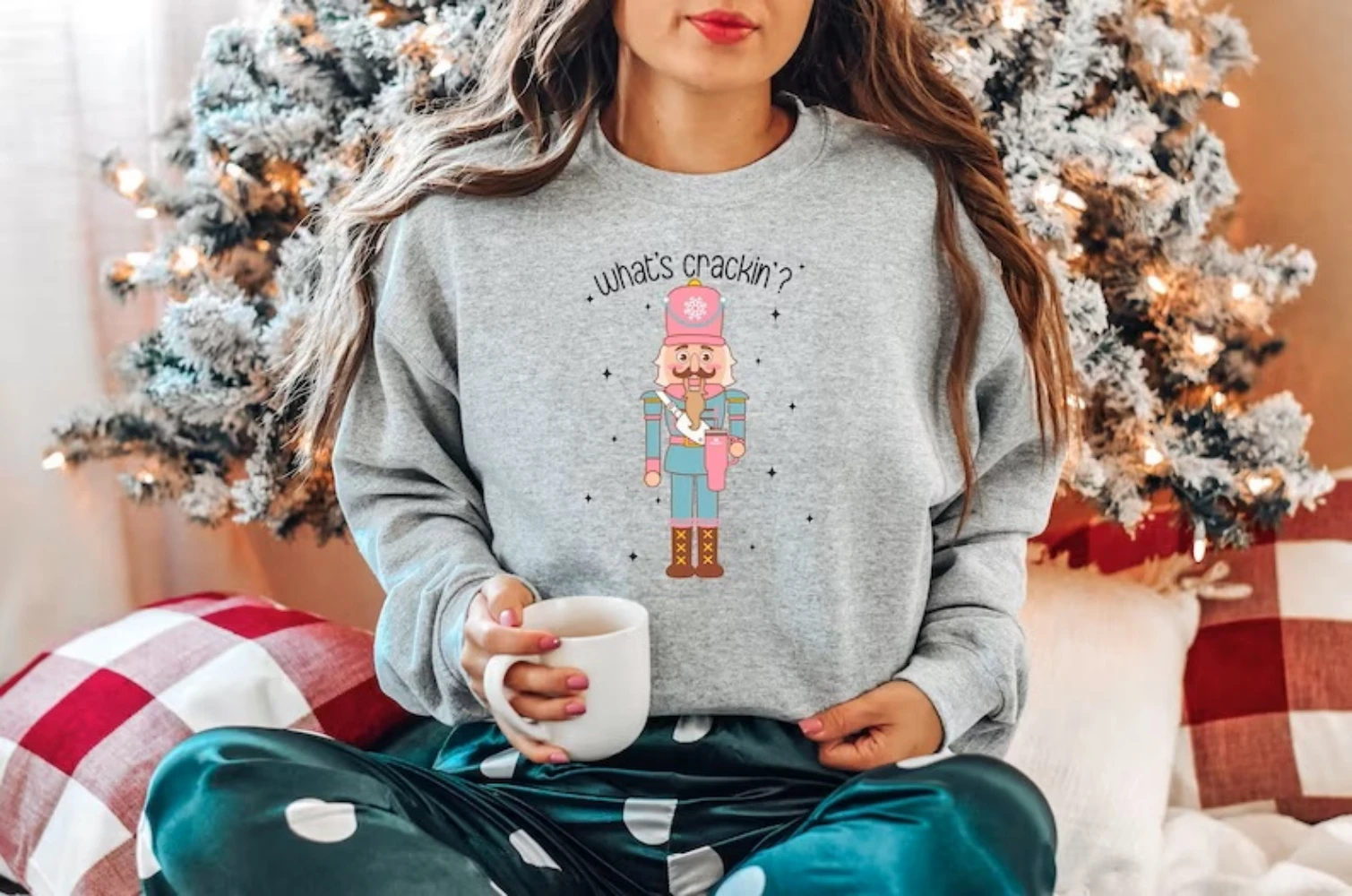 Christmas Nutcracker Sweatshirt Trendy Xmas What's Crackin' Shirt Holiday Apparel Cute Funny Pullover Top Winter Women Clothes joan didion what she means