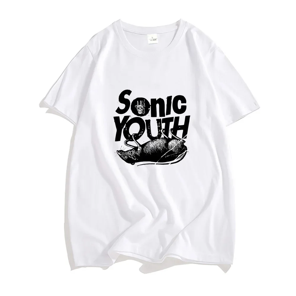 Camisetas estampadas de la banda musical Sonic Youth para hombre, camisetas 100 % algodón, camisetas elegantes, camisetas holgadas informales de estilo hip hop y Harajuku