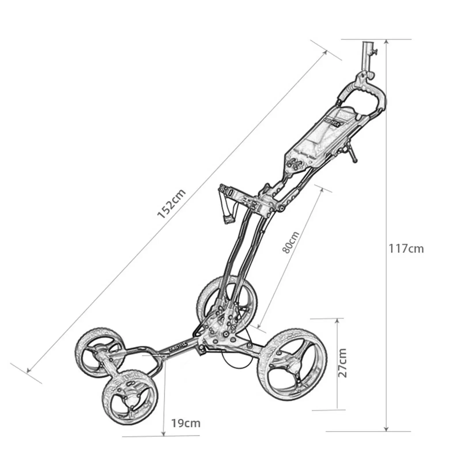 Golf Cart Folding Golfing Cart 4 Wheeled Golf Push Professional Portable Aluminum Alloy Push Trolley Accessories
